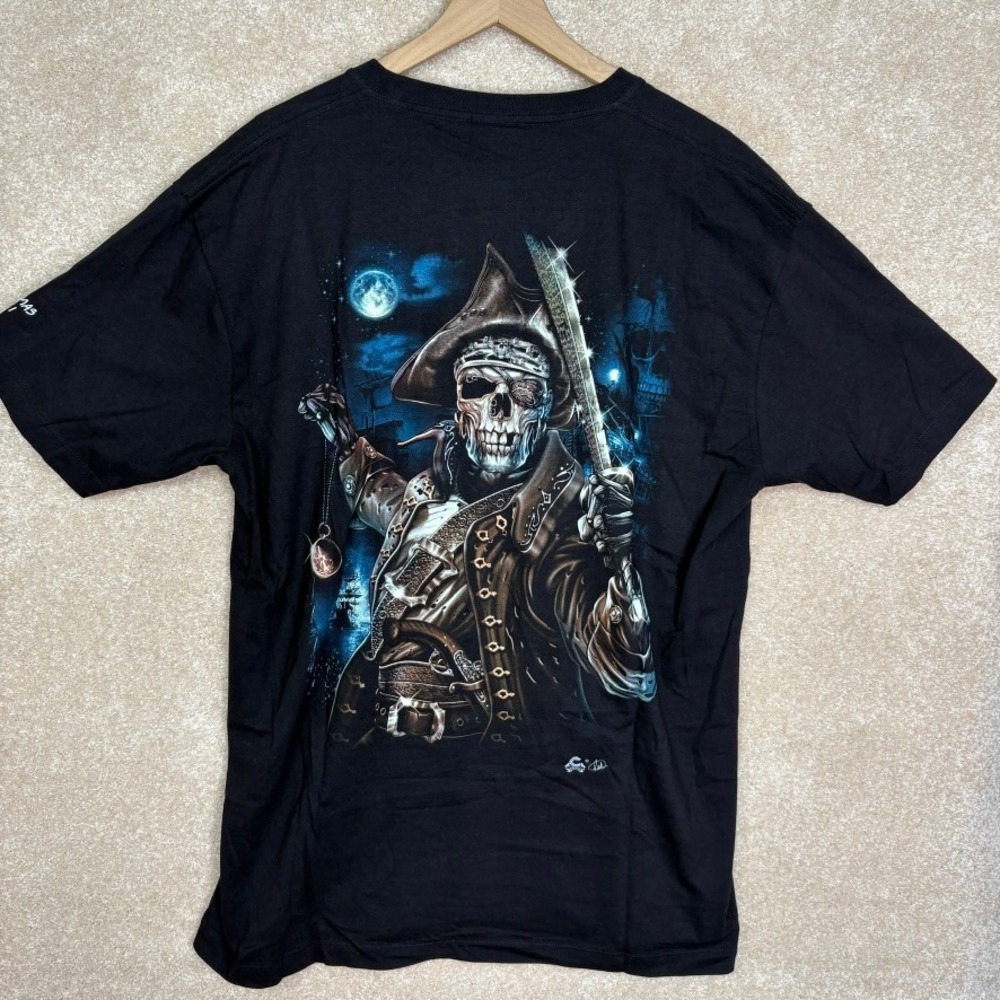 VINTAGE Caballo Skeleton Graphic Tshirt Mens Size XL Cotton Double Sided Graphic - Picture 6 of 6